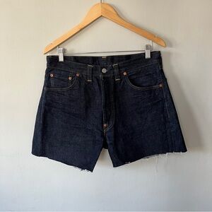 Levis 201 Dark Blue Wash Denim Raw Hem Shorts Size Large